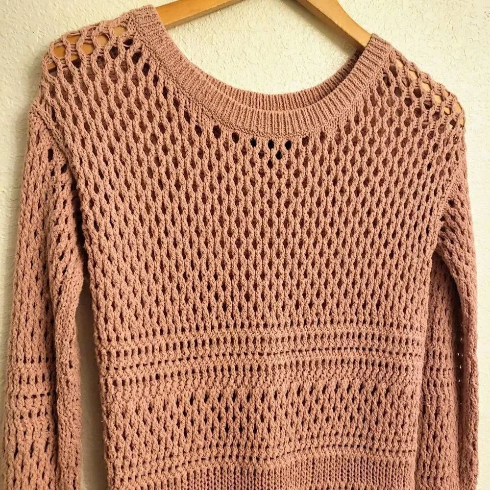 NWOT American Eagle Outfitters Crocheted Boho Pink Sweater: XS: Balletcore Soft